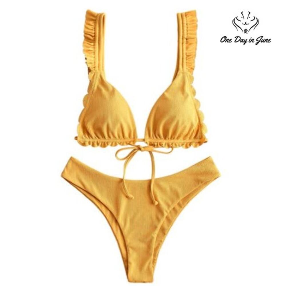 Zaful Ruffle Triangle Bikini Swimsuit Size M
